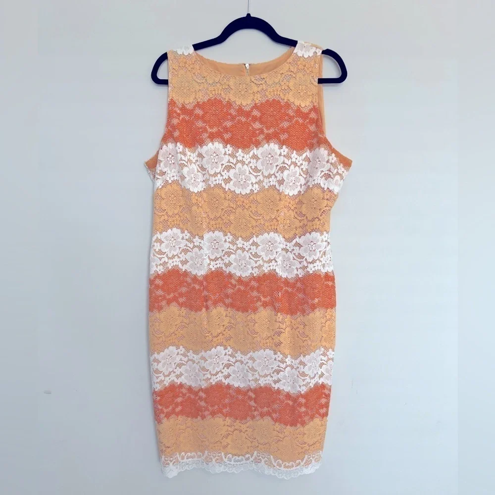 Orangescile Lace Sleeveless Sheath‎ Dress Size 16